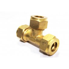 Brass Equal Tee Olive Couplings Straight Compression Ferrule Fitting